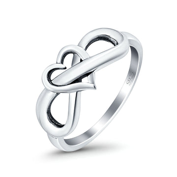 Heart Infinity Ring Oxidized Band 925 Sterling Silver Thumb Ring (8mm)